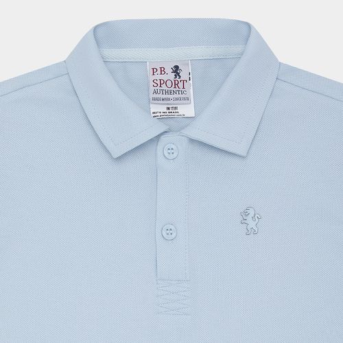 Camiseta Polo Infantil Masculina Manga Curta Piquet - AZUL BEBE