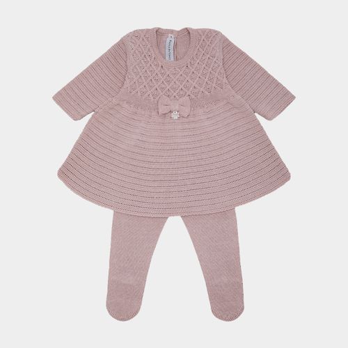 Saída de Maternidade Feminina Tricot Losango com Laço - ROSE