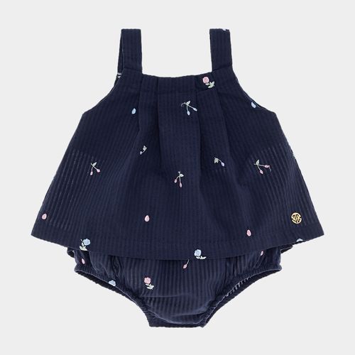 Conjunto de Bebê Feminino Anarruga com Bordados - AZUL MARINHO