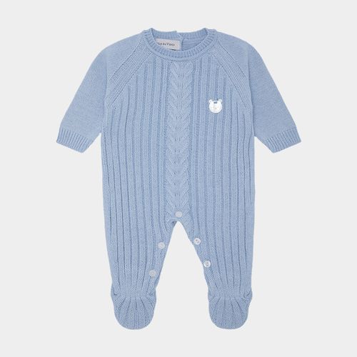 Saída de Maternidade Masculina Tricot Canelada - AZUL SKY