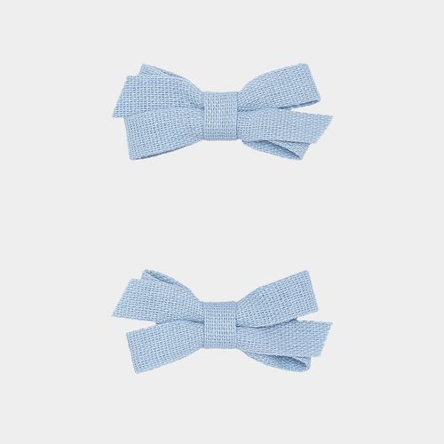 Conjunto de Laços de Cabelo Bebê Linho - AZUL CLARO