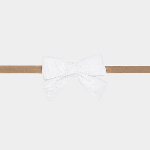 Faixa de Cabelo Bebê Laço Fino Linho - BRANCO