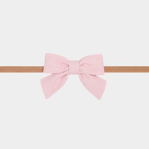 Faixa de Cabelo Bebê Laço Fino Linho - ROSA CLARO