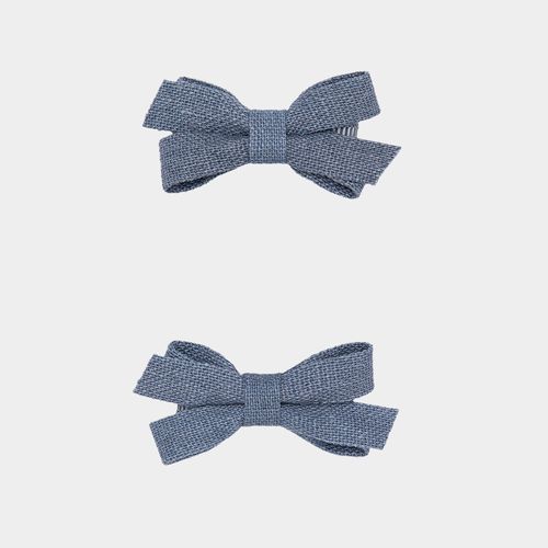 Conjunto de Laços de Cabelo Bebê Linho - CINZA PETROLEO