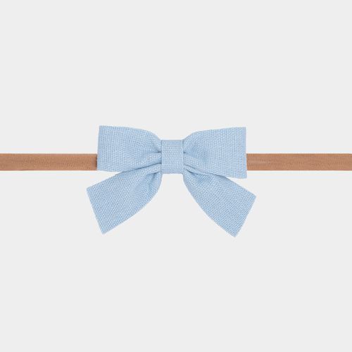 Faixa de Cabelo Bebê Laço Fino Linho - AZUL CLARO