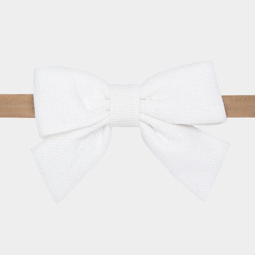 Faixa de Cabelo Bebê Laço Fino Linho - BRANCO