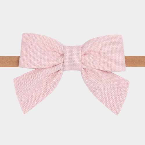 Faixa de Cabelo Bebê Laço Fino Linho - ROSA CLARO