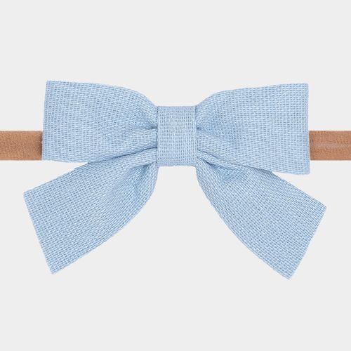Faixa de Cabelo Bebê Laço Fino Linho - AZUL CLARO