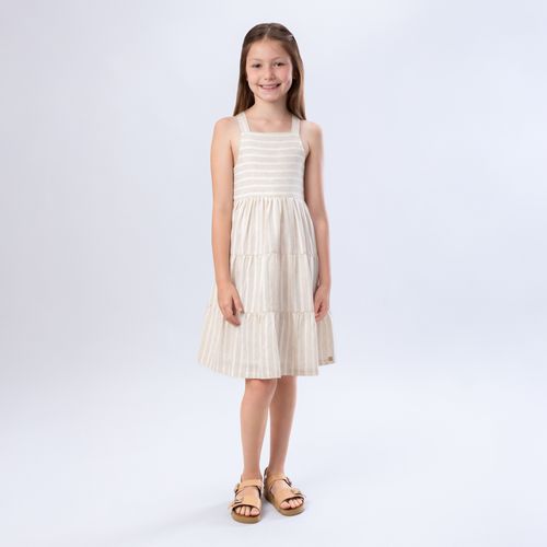 Vestido Infantil Feminino Listrado com Babados - CRU