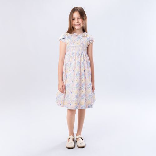 Vestido Infantil Feminino Fustão Fio 60 Estampa Expressar - BRANCO