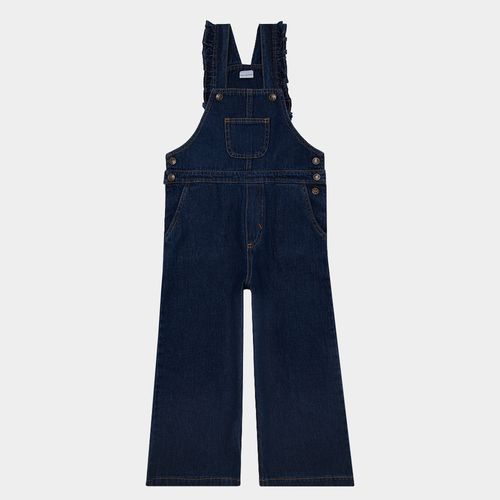 Jardineira Jeans Infantil Feminina com Babados - AZUL MARINHO