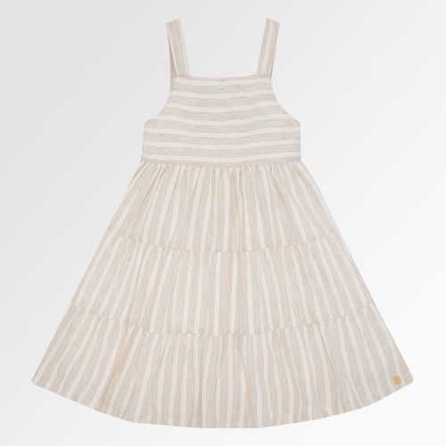 Vestido Infantil Feminino Listrado com Babados - CRU