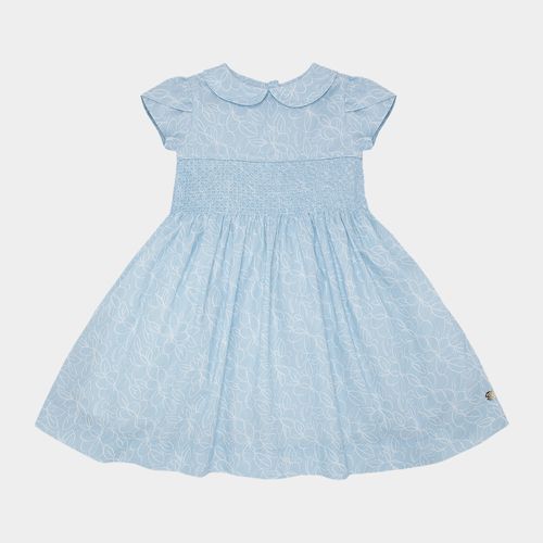 Vestido Infantil Feminino Fustão Fio 60 Estampa Criar - AZUL