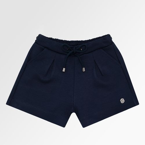 Shorts Infantil Feminino com Pregas - AZUL MARINHO