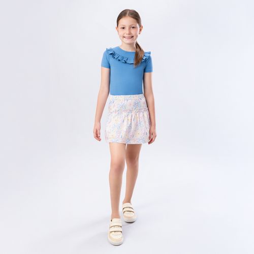 Saia Infantil Feminina Fustão Fio 60 Estampa Expressar - BRANCO