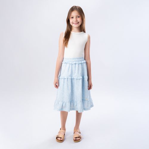 Regata Infantil Feminina Manga Curta Canelada com Babados - OFF WHITE