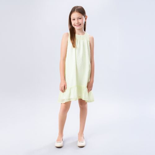 Vestido Infantil Feminino Poás com Babados - VERDE