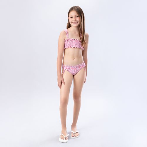Biquíni Infantil Feminino com Proteção UV50+ Estampa Artsy - ROSE