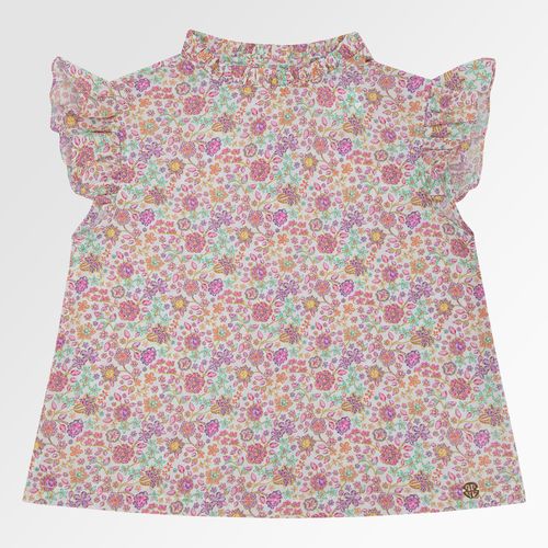 Bata Infantil Feminina Manga Curta Liberty Fabrics Estampa Encantar - ROSA