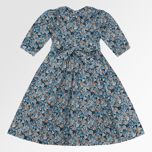 Vestido Infantil Feminino Fustão Estampa Royals - AZUL MARINHO