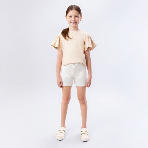 Shorts Infantil Feminino Sarja com Bolsos - CRU