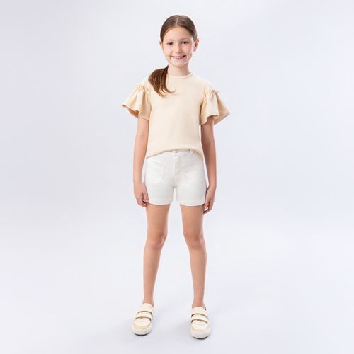 Blusa Infantil Feminina Malha Manga Curta com Babados - CRU