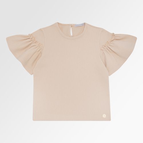 Blusa Infantil Feminina Malha Manga Curta com Babados - CRU