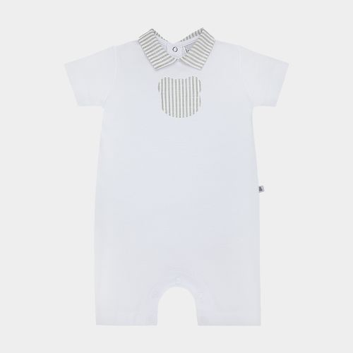 Macacão de Bebê Masculino Curto Egípcio Gold com Bordado - BRANCO