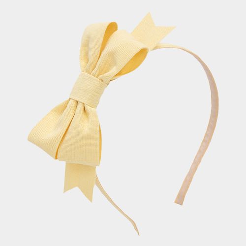 Tiara Infantil com Laço Linho - AMARELO