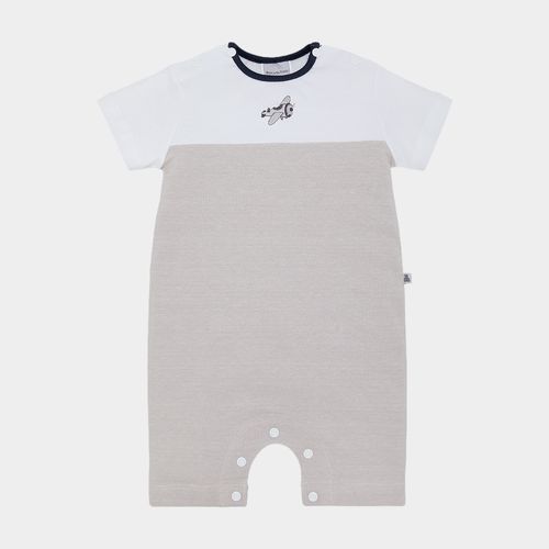 Macacão de Bebê Masculino Curto com Bordado Avião - CINZA