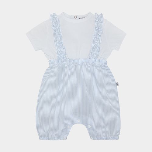 Macacão de Bebê Feminino Curto Algodão Egípcio Anarruga - AZUL BEBE