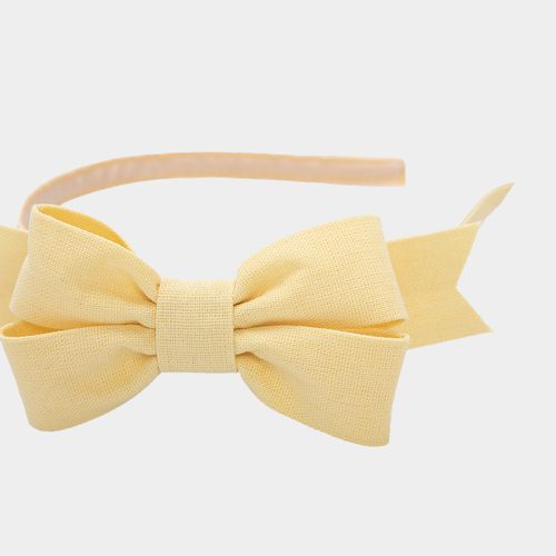Tiara Infantil com Laço Linho - AMARELO