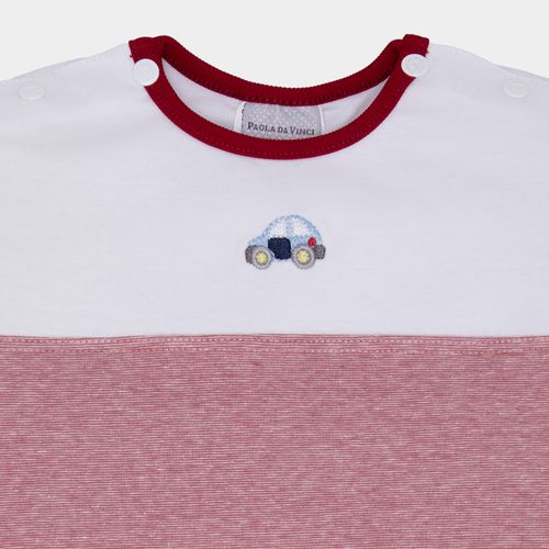 Macacão de Bebê Masculino Curto com Bordado Fusca - VERMELHO