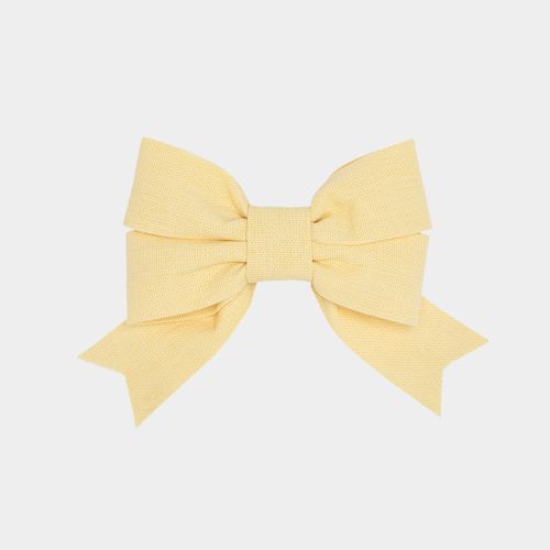 Laço de Cabelo Infantil Linho com Ponta em V - AMARELO