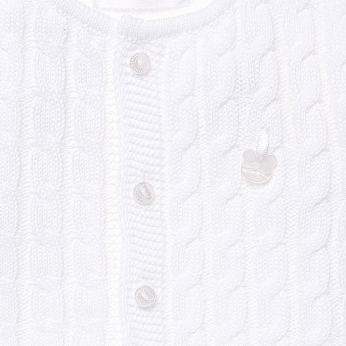 Saída de Maternidade Masculina Tricot Casaco e Jardineira - BRANCO