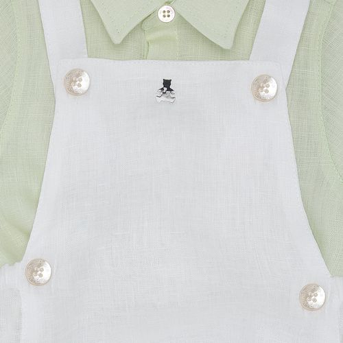 Conjunto de Bebê Masculino Puro Linho com Jardineira - VERDE