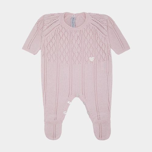 Saída de Maternidade Feminina Tricot Renda - ROSA PASTEL