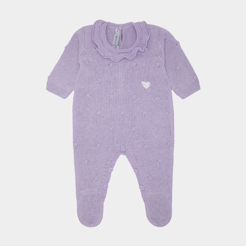 Saída de Maternidade Feminina Tricot Poás com Babados na Gola - LILAS