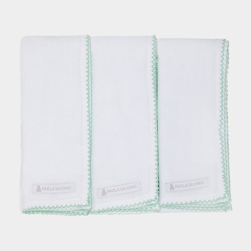 Conjunto de Fraldas de Ombro de Bebê Bordado Picueta - 3 Unidades - VERDE