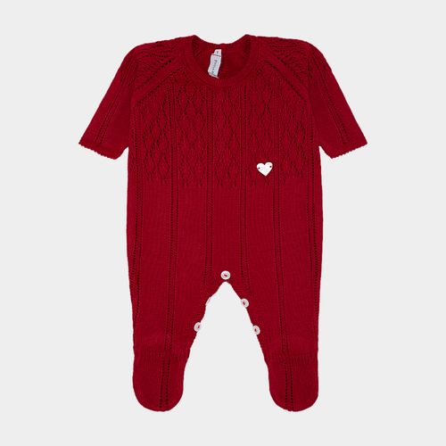 Saída de Maternidade Feminina Tricot Renda - VERMELHO