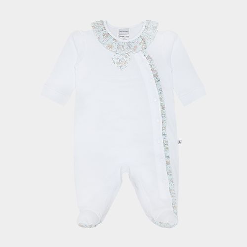Macacão de Bebê Feminino Longo Egípcio Gold Liberty Fabrics - BRANCO