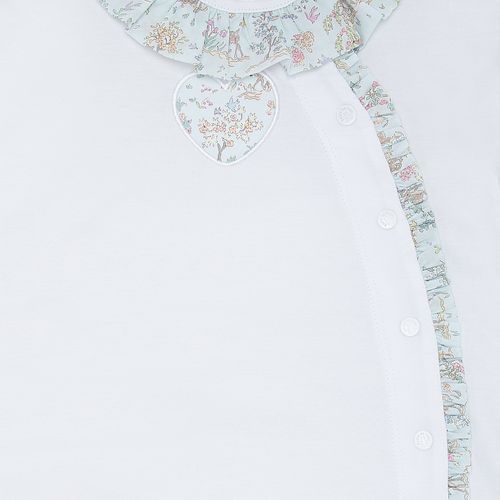 Macacão de Bebê Feminino Longo Egípcio Gold Liberty Fabrics - BRANCO