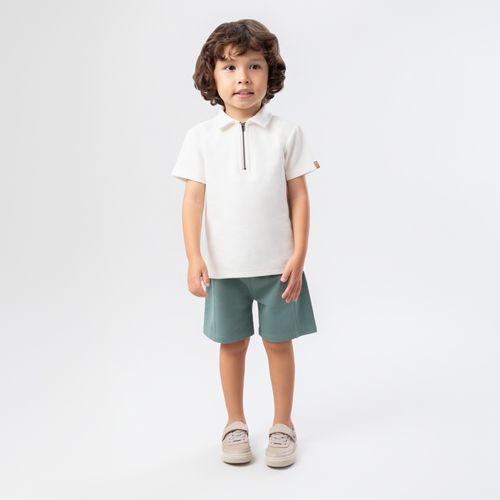 Conjunto de Bebê Masculino Camiseta Polo em Malha com Bermuda - VERDE