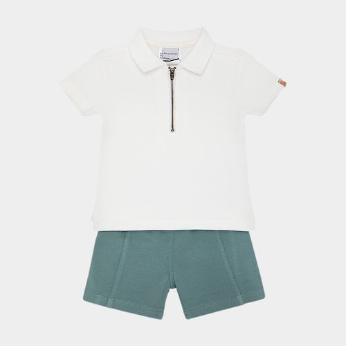 Conjunto de Bebê Masculino Camiseta Polo em Malha com Bermuda - VERDE