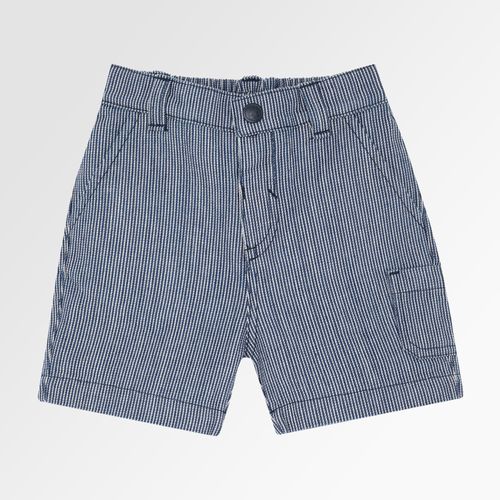 Bermuda de Bebê Masculina Listrada Denim - AZUL MARINHO