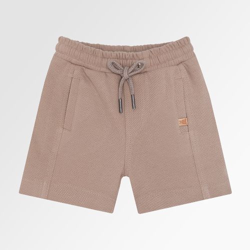 Bermuda de Bebê Masculina Piquet com Recortes - CAMEL