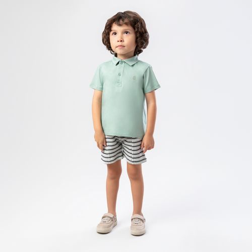 Bermuda de Bebê Masculina Malha Listrada - VERDE