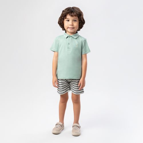Camiseta Polo de Bebê Masculina Manga Curta Malha Pima - VERDE