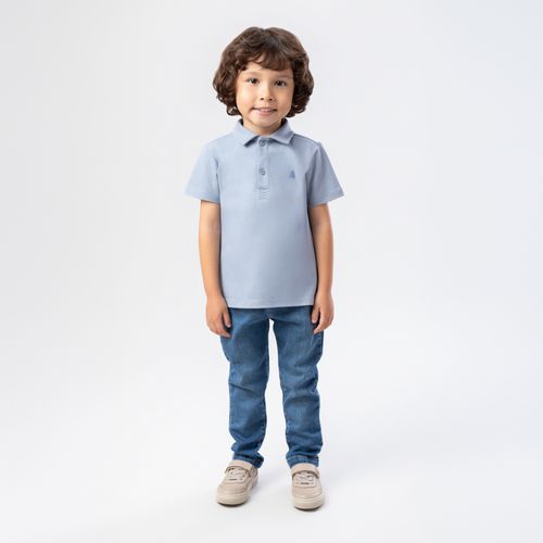 Camiseta Polo de Bebê Masculina Manga Curta Piquet - AZUL