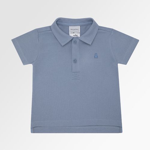 Camiseta Polo de Bebê Masculina Manga Curta Piquet - AZUL